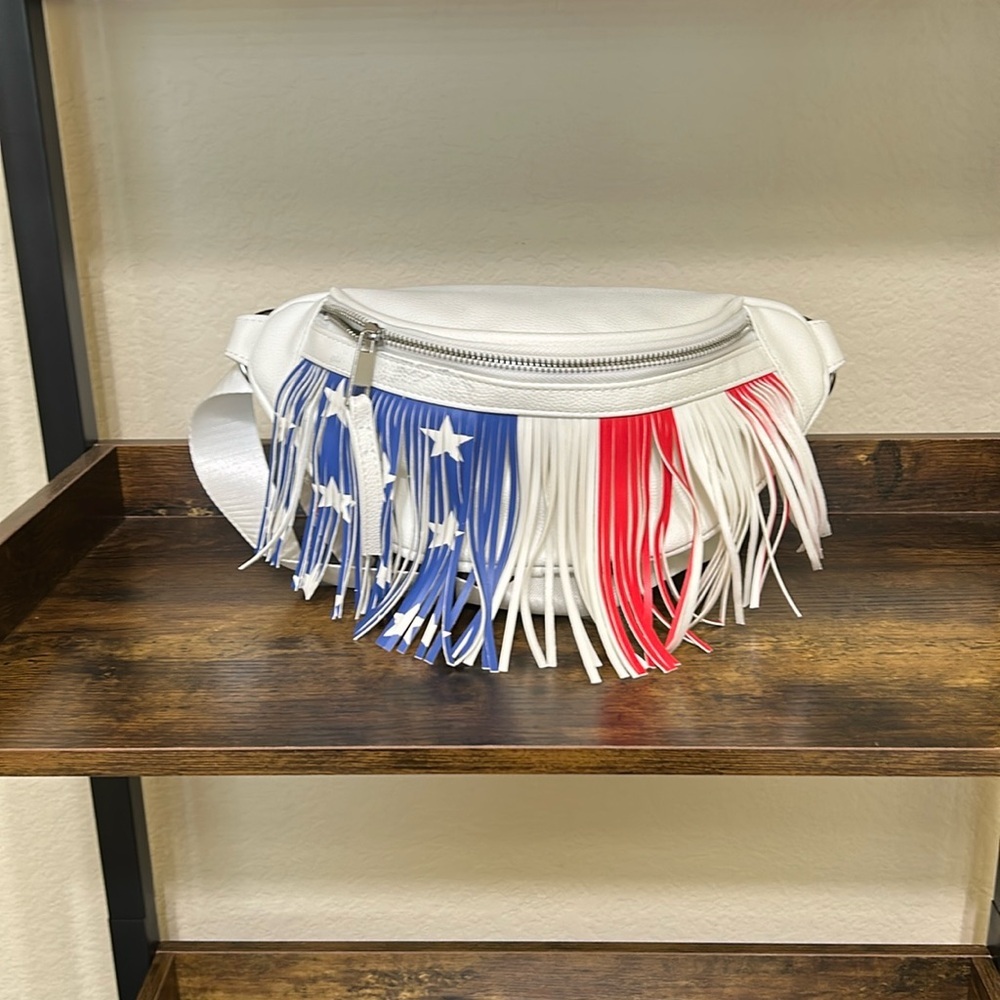 Claire's Patriotic Fringe Crossbody Bag - Red, White, and Blue NWT